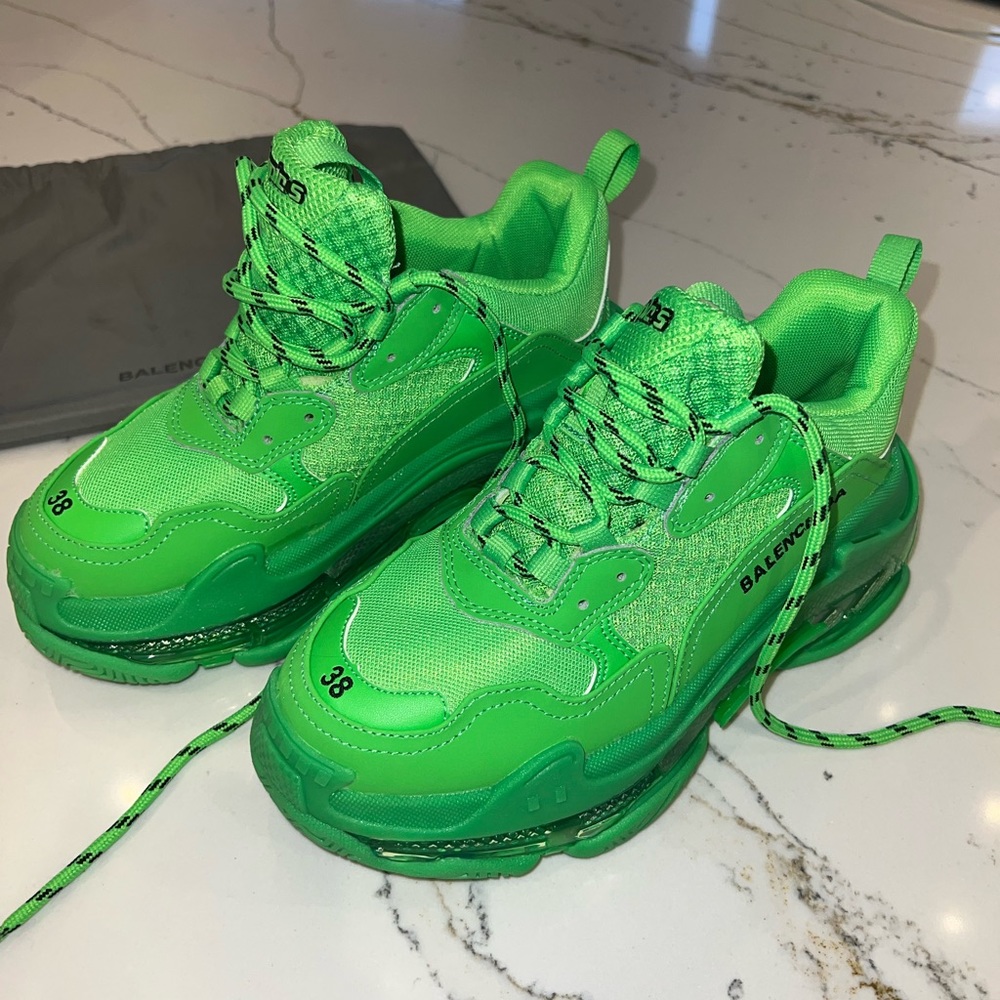 Balenciaga Triple S Green Shoes Women’s Size 7 - Picture 9 of 9